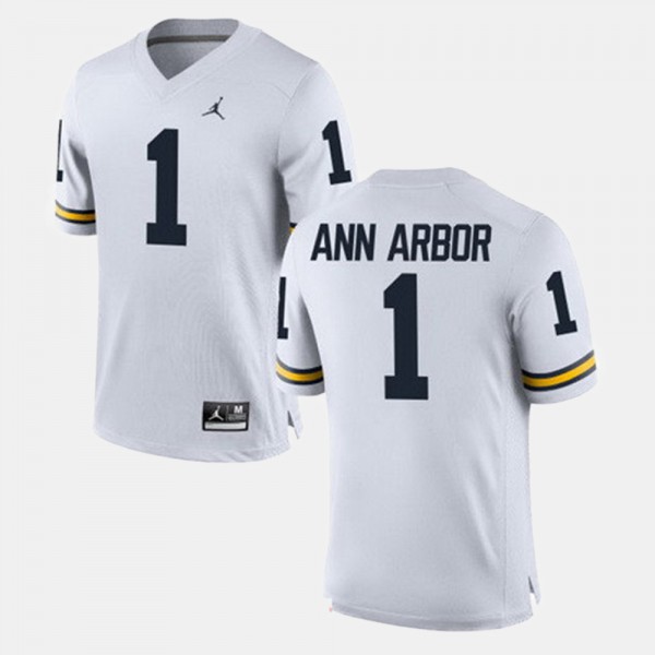 Michigan Wolverines #1 Mens Ann Arbor Jersey White Stitched Alumni Football Game